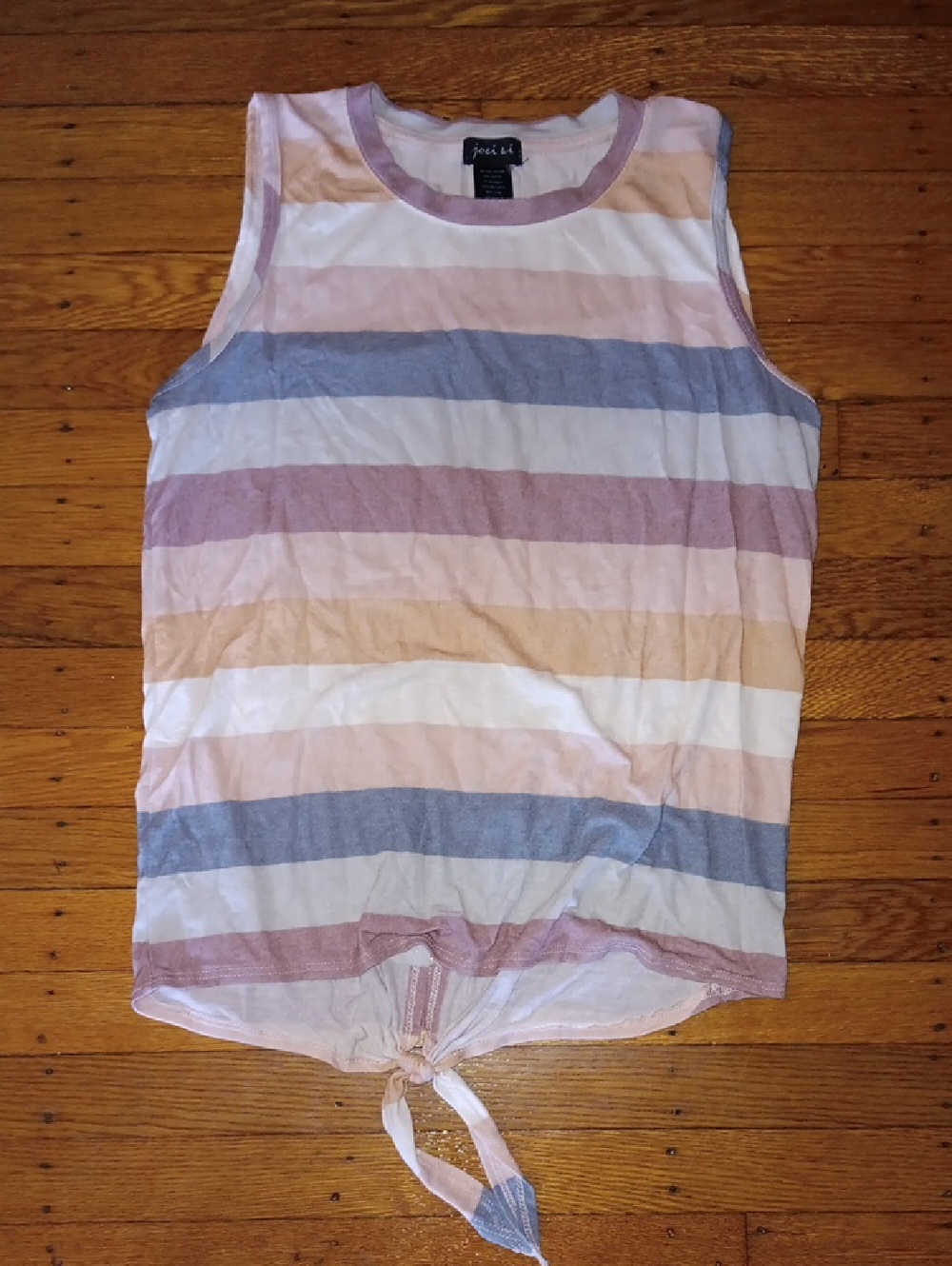 JoyLab Pastel Striped Tie-Front Tank Top - Pink, Peach, Blue, Cream
